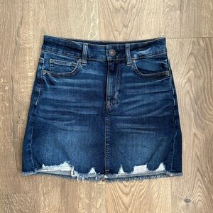 American Eagle Outfitters Indigo Distressed Mini Skirt
